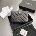 C*C 96066 Compact Wallet Black Sheepskin Sliver Steel