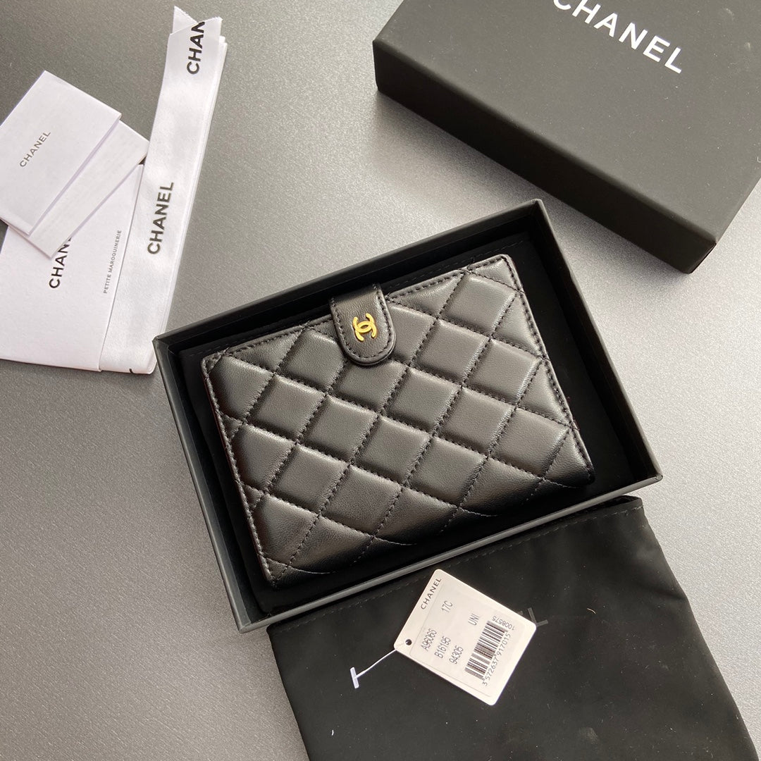 C*C 96066 Compact Wallet Black Sheepskin GHW