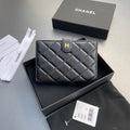 C*C 96066 Compact Wallet Black Sheepskin GHW