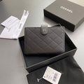 C*C 96066 Compact Wallet Black Leather Sliver Steel
