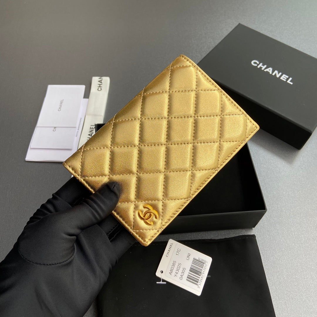 C*C Passport Holder Gold Sheepskin