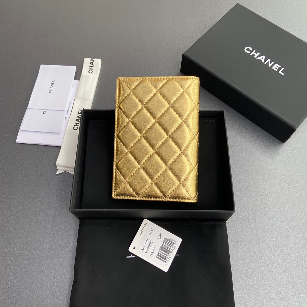 C*C Passport Holder Gold Sheepskin