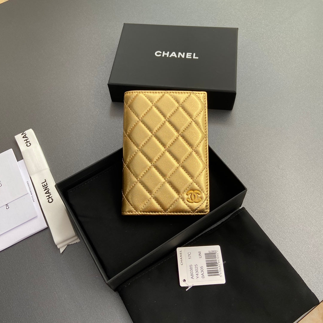C*C Passport Holder Gold Sheepskin