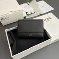 TRIOMPHE Tri fold Wallet Grain Cowhide