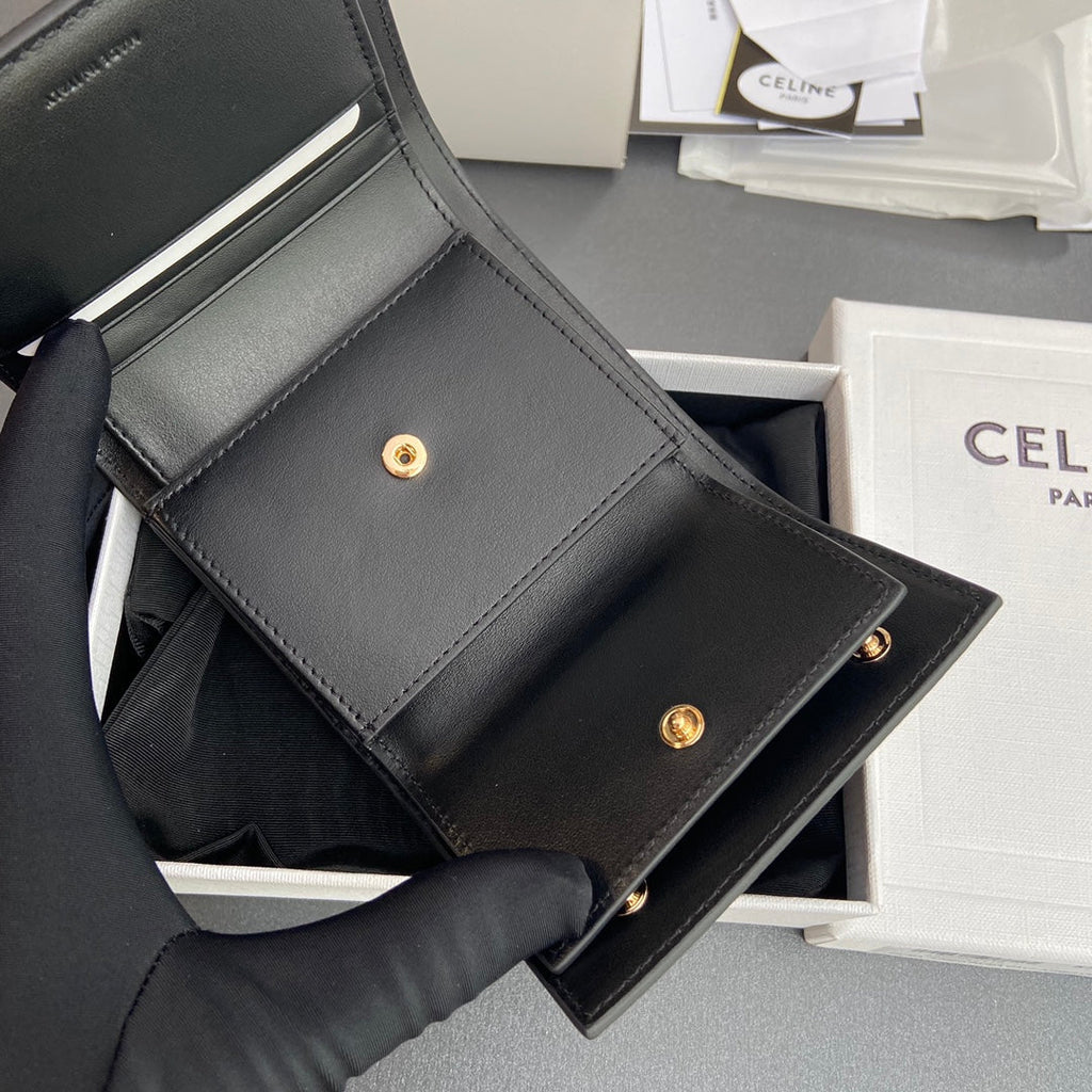 TRIOMPHE Tri fold Wallet Grain Cowhide