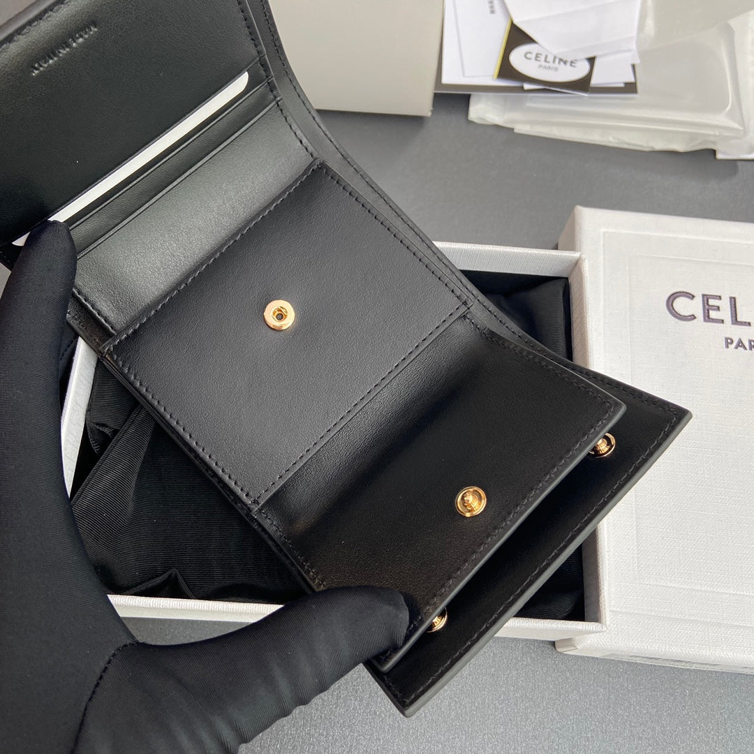 TRIOMPHE Tri fold Wallet Grain Cowhide