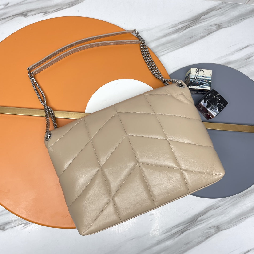 Y*S*L Loulou Puffer Medium Bag 35cm Apricot Glossy Leather SHW