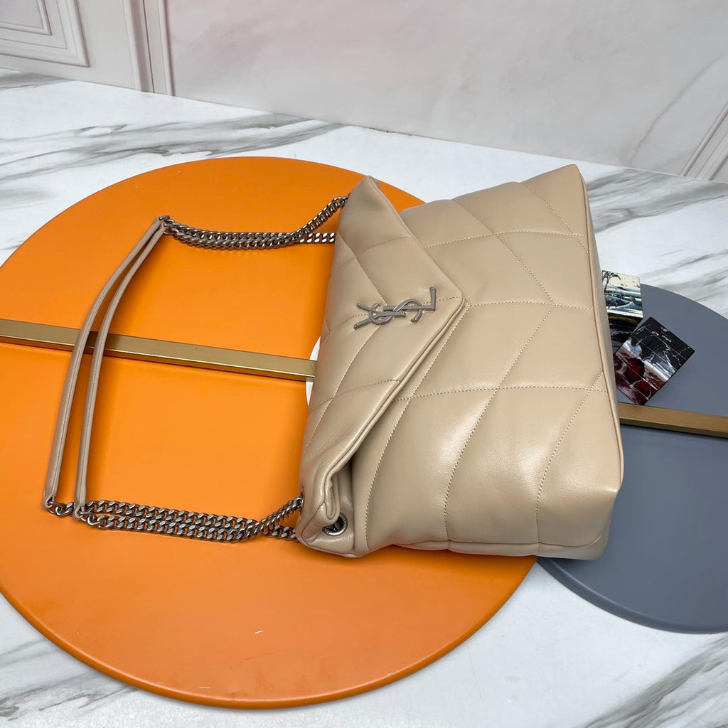 Y*S*L Loulou Puffer Medium Bag 35cm Apricot Glossy Leather SHW