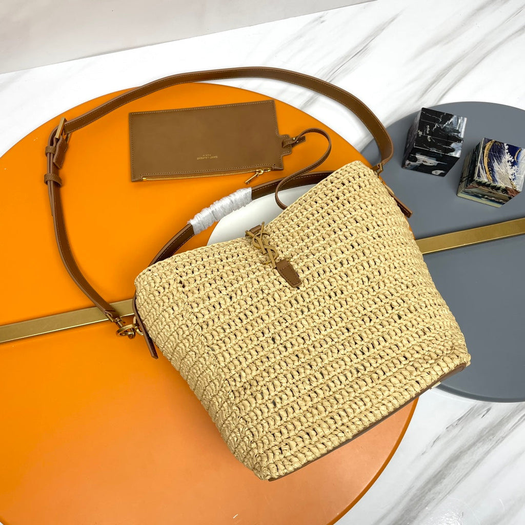 Y*S*L LE RAFFIA BUCKET BAG