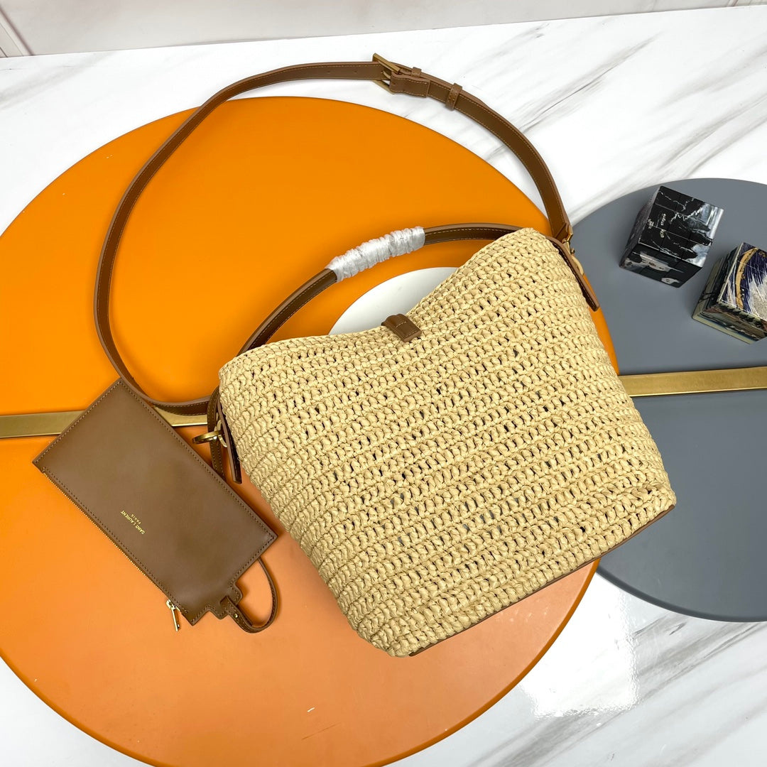 Y*S*L LE RAFFIA BUCKET BAG
