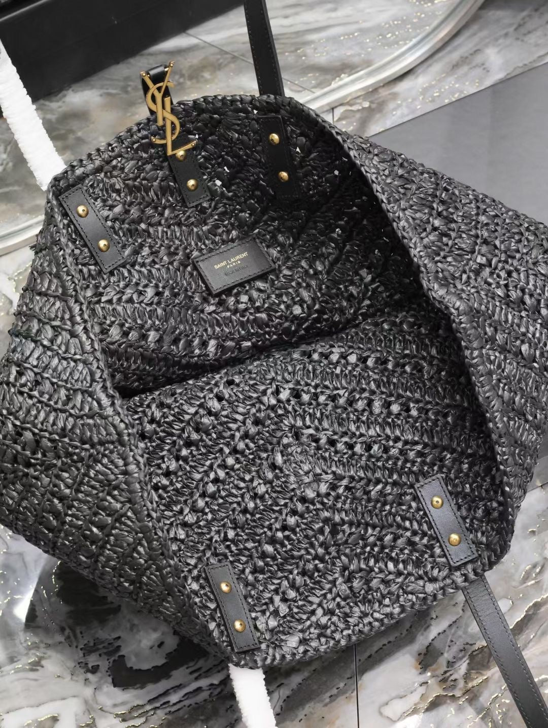 Y*S*L PANIER RAFFIA TOTE BAG