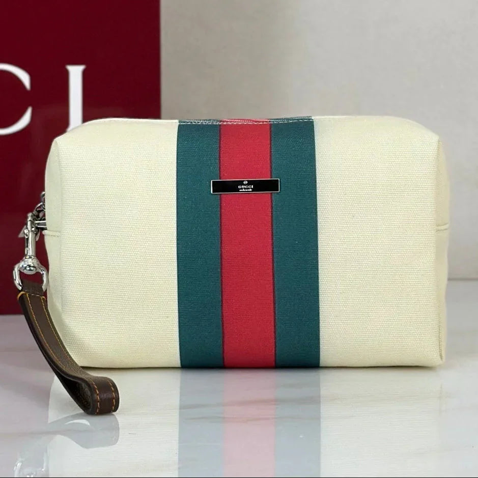 G*G 2026 Positano Bag 23cm Cream Red Green Canvas