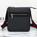 G*G 2026 Flatpack Small Messenger Bag 24cm Black Dark Gray Canvas Leather