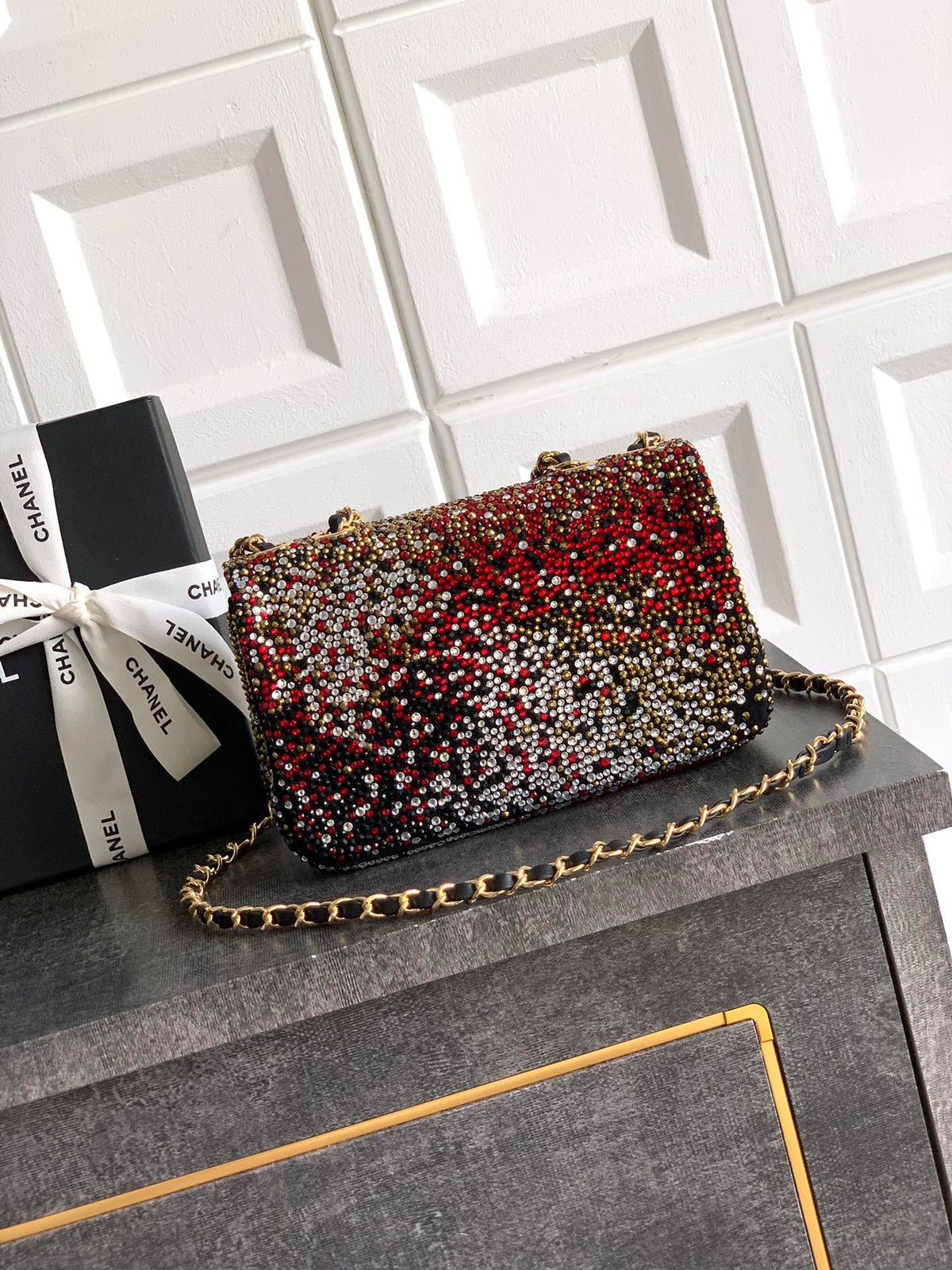 C*C Classic Flap Bag 20cm Full Diamond Mutilcolor Calfskin