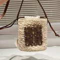 L*E ANAGRAM MINI 18 BUCKET BAG IN NATURAL RAFFIA
