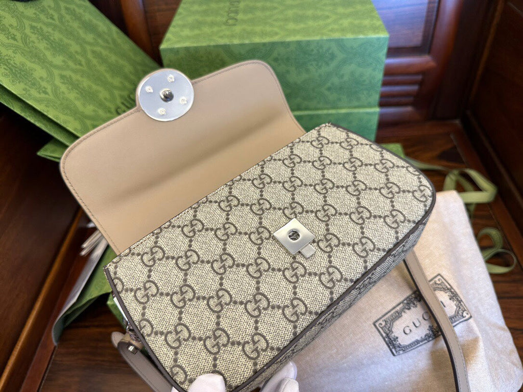 G*G MINI 21 CLASSIC SHOULDER BAG IN BEIGE CANVAS