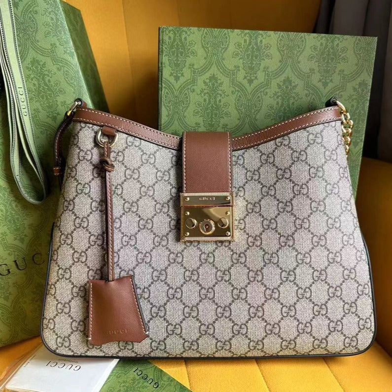 G*G PADLOCK SHOULDER BAG CANVAS CALFSKIN