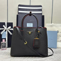 Pr*da Double Tote Bag Black Red Grain Leather