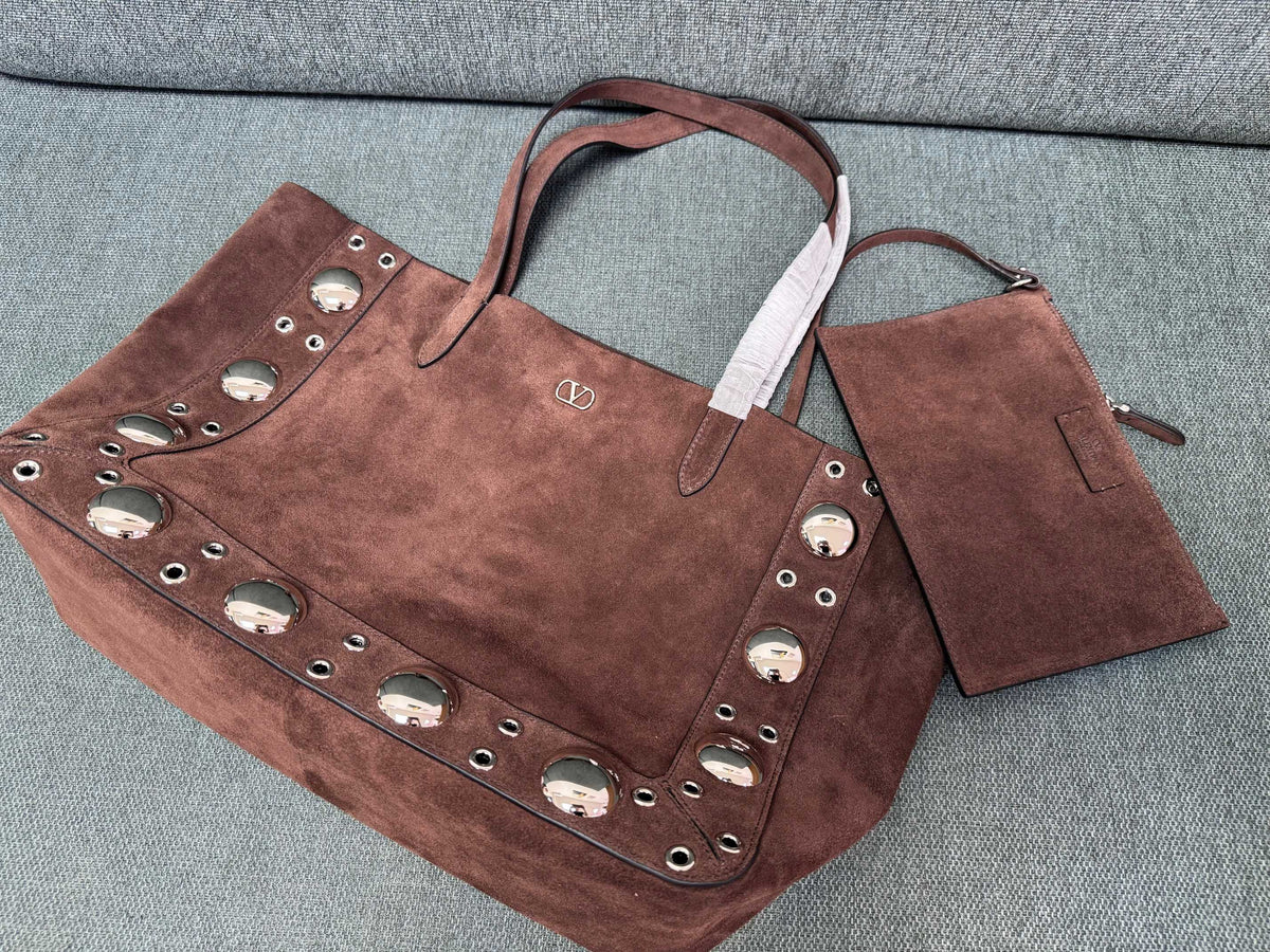 V*lentino G*ravani tote dark brown suede