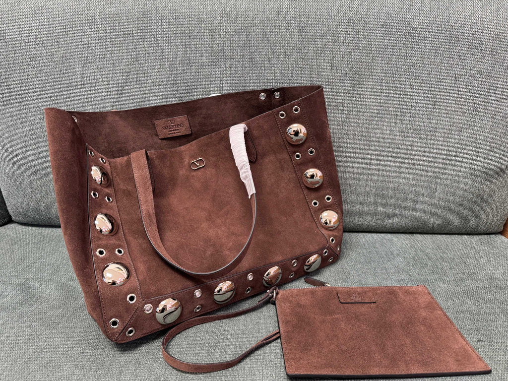 V*lentino G*ravani tote dark brown suede