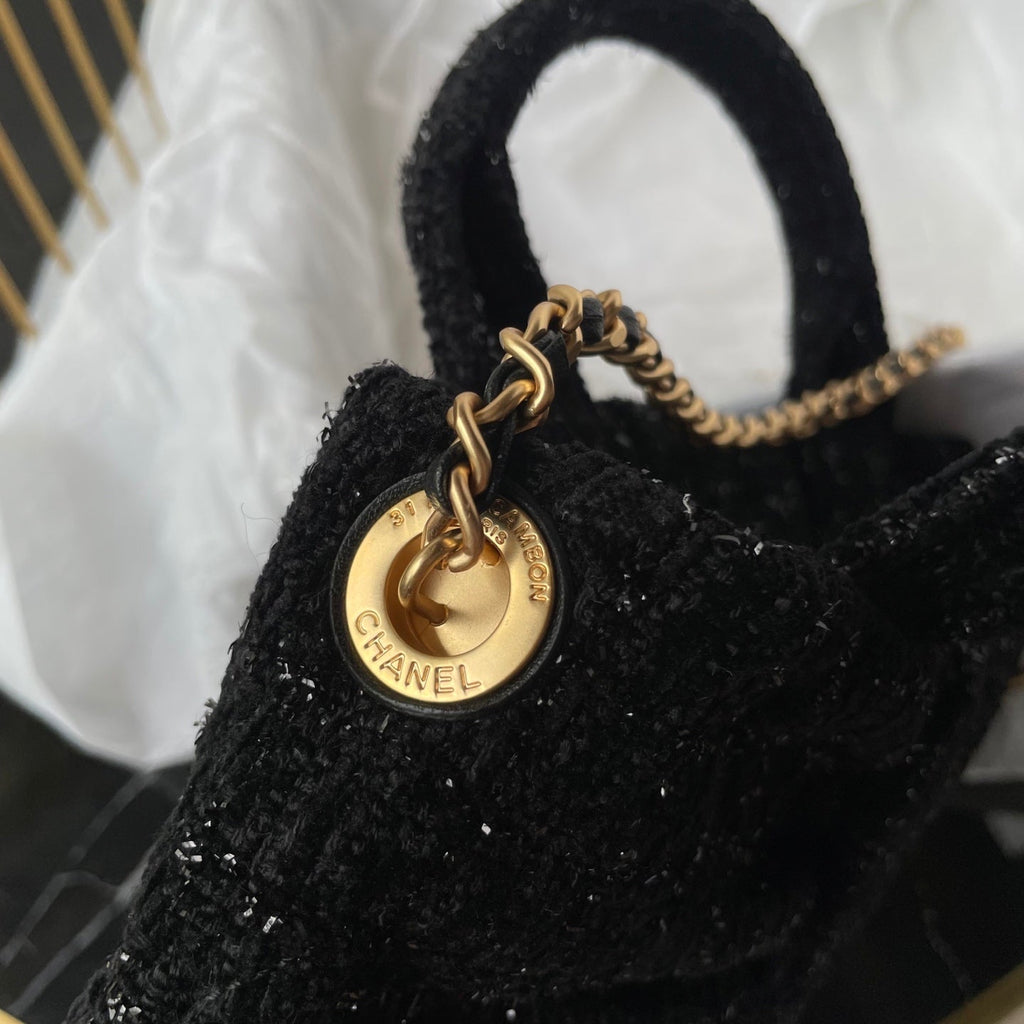 C*C 25K Mini Bow Bag 26cm Black Tweed
