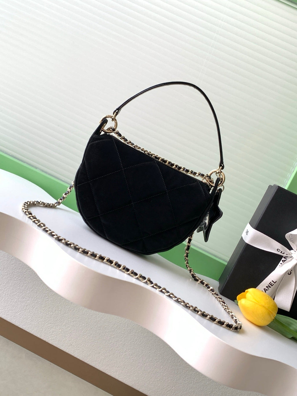 C*C 2025 Black Velvet Crescent Bag