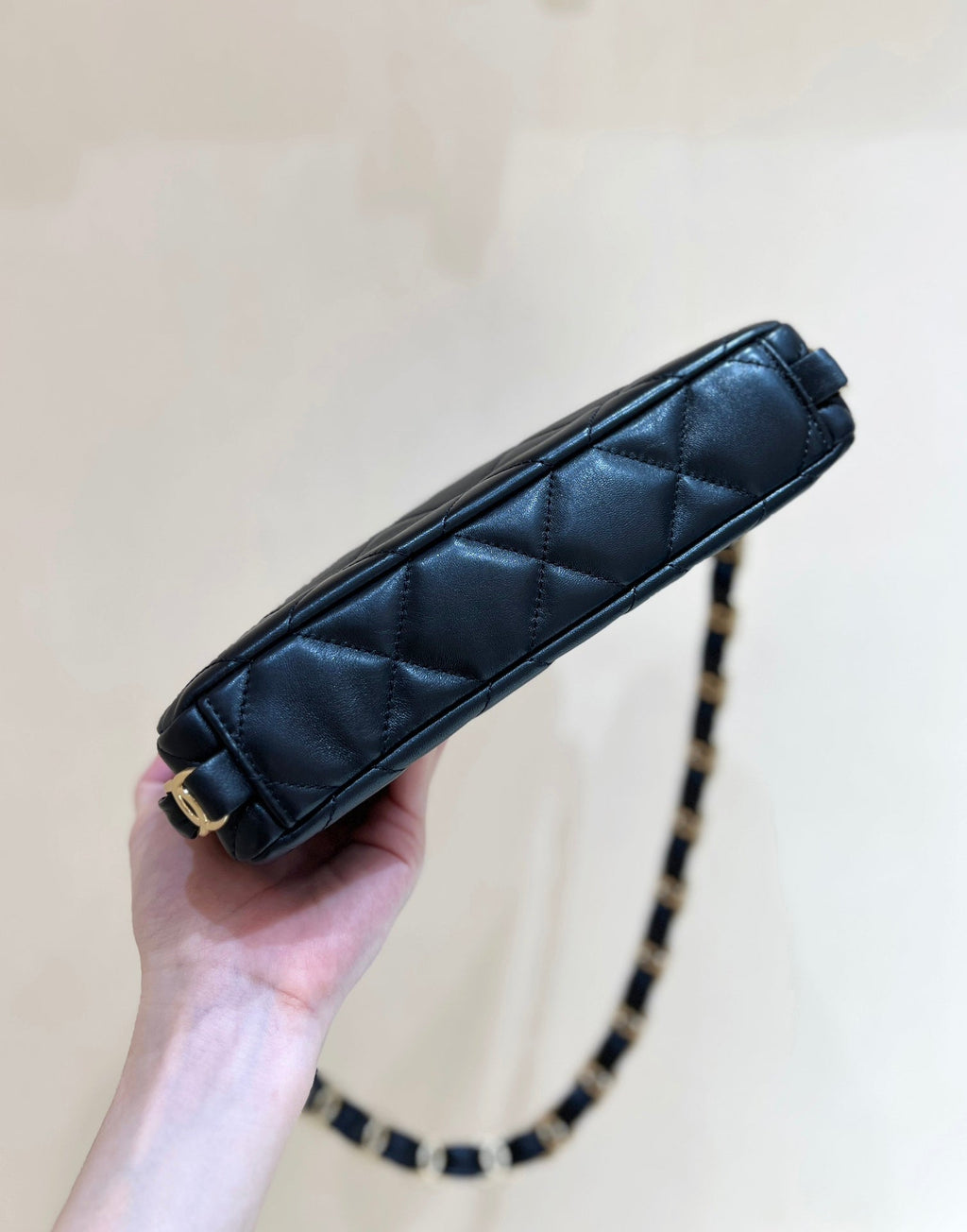 The Ch*nel 24K Hobo Underarm Bag Black Lambskin