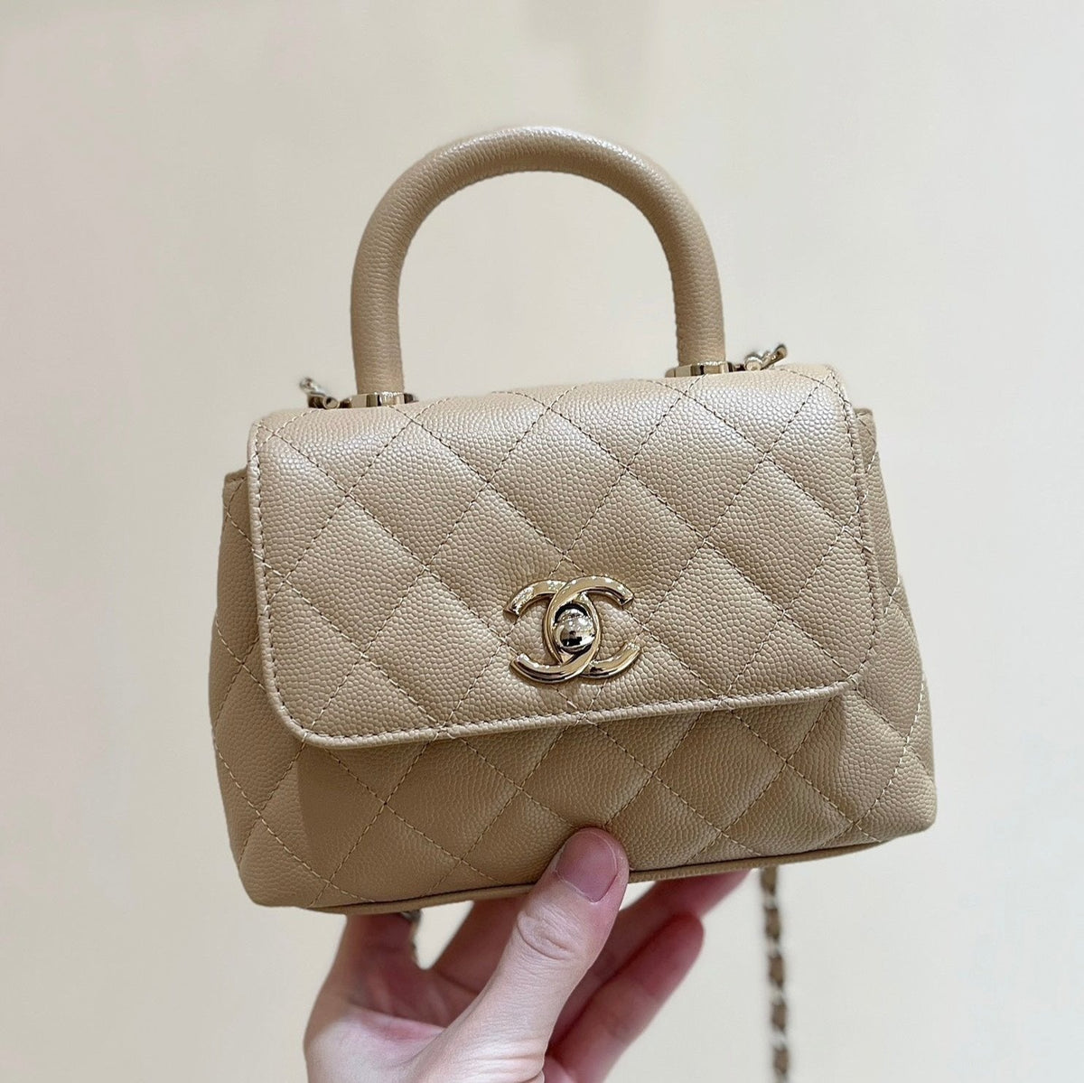 C*C 24K Coco Hanle Grained Calfskin Gold Hardware