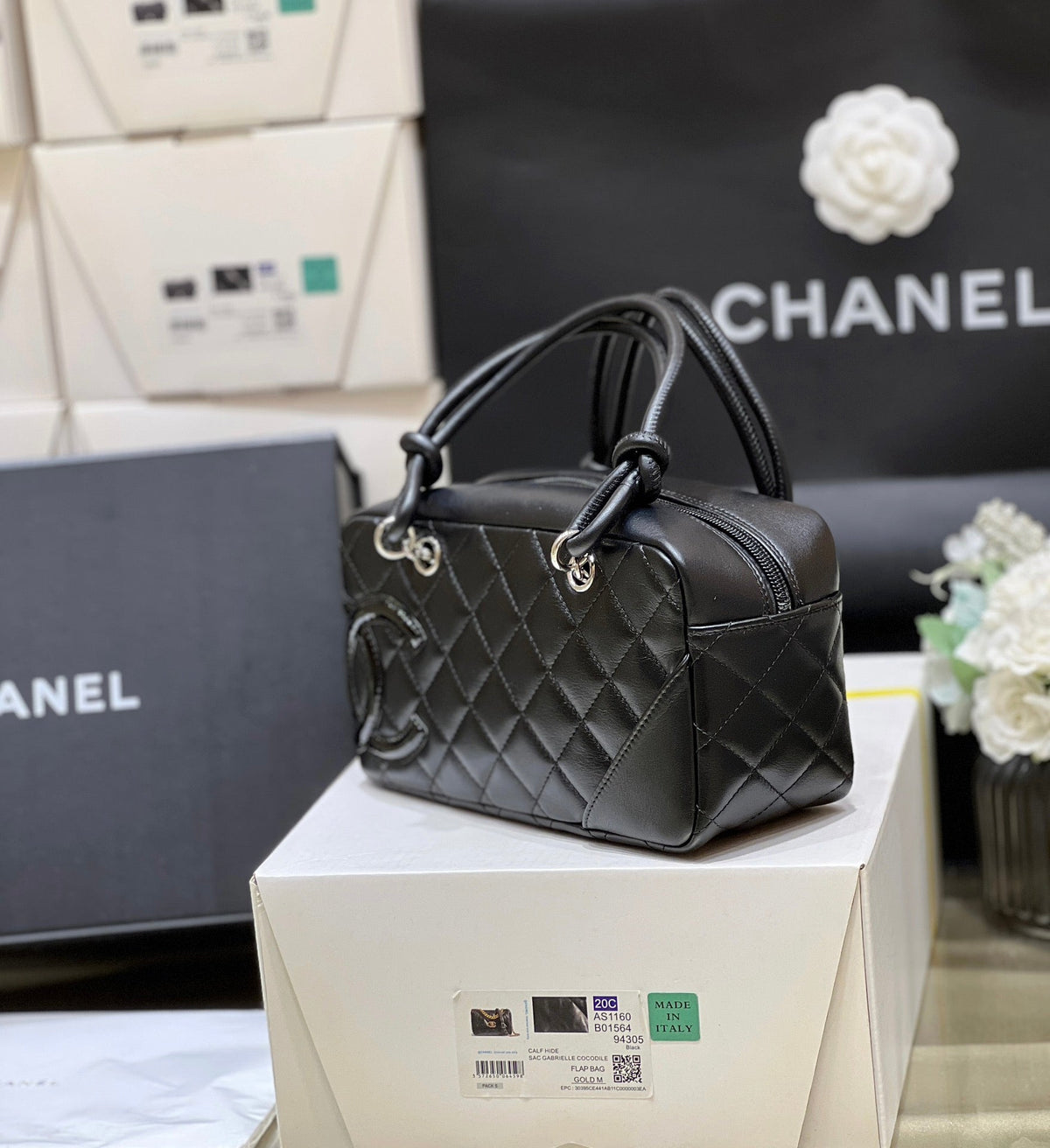 C*C Cambon Mini 21cm Black Lamskin