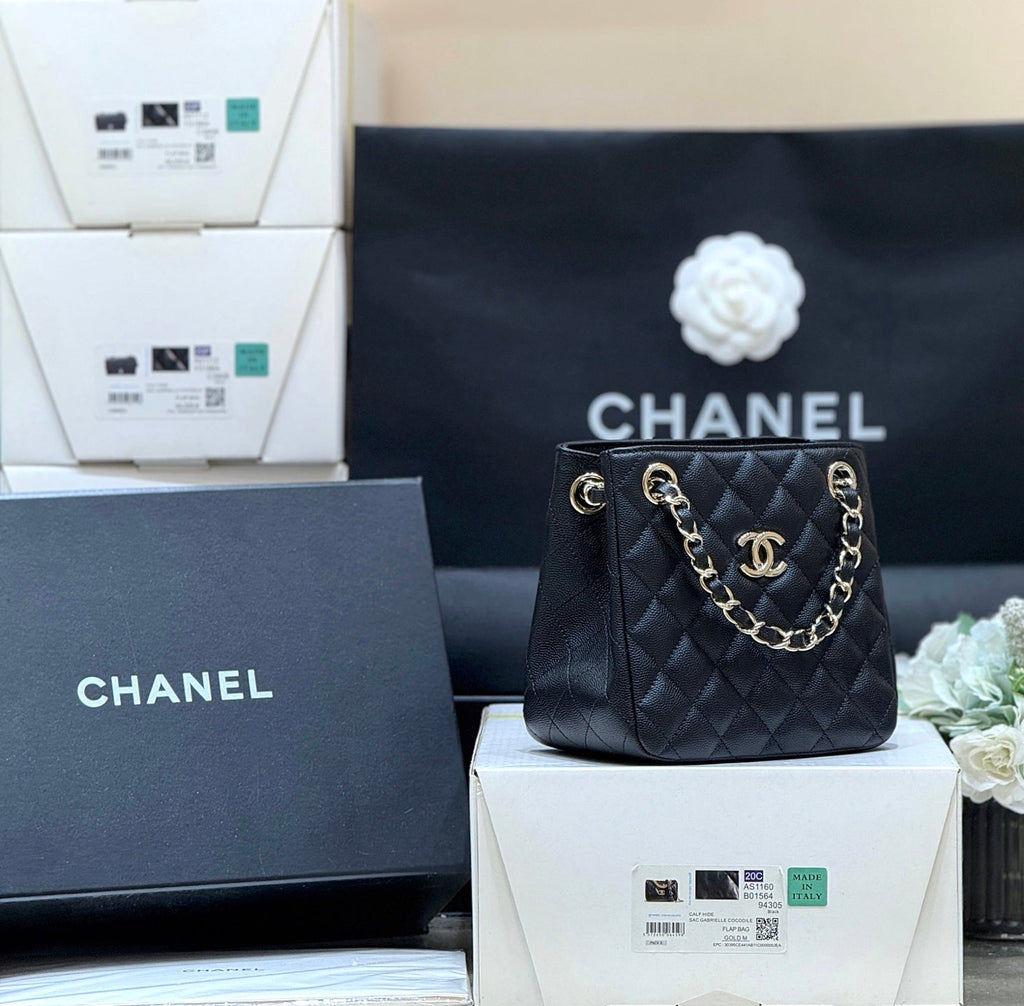 C*C 2025 Mini Tote Bag Black Calfskin