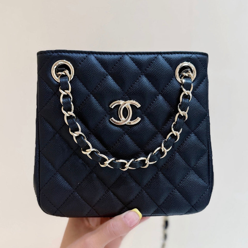 C*C 2025 Mini Tote Bag Black Calfskin
