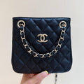 C*C 2025 Mini Tote Bag Black Calfskin