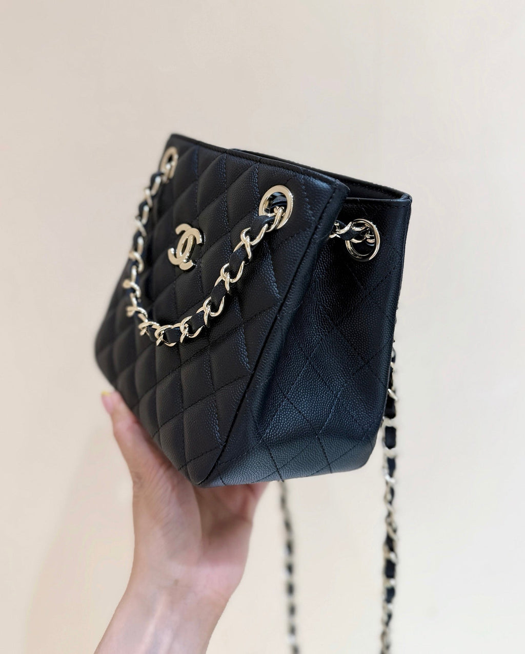 C*C 2025 Mini Tote Bag Black Calfskin