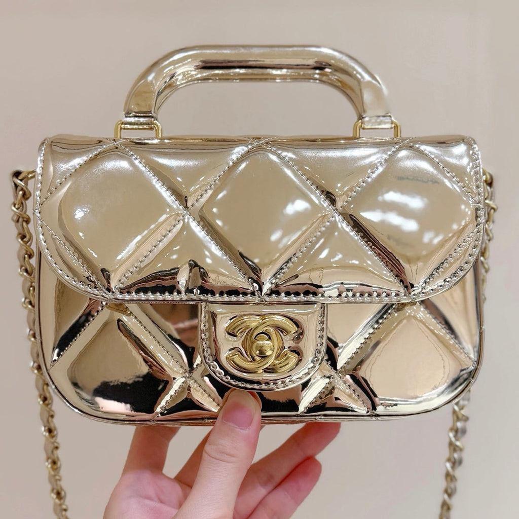Ch*nel 2025 Bag Gold Shine Calfskin
