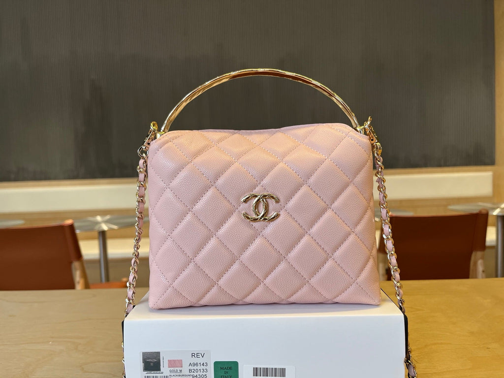 C*C Handle Vintage Bag 19cm Pink Caviar 277777 GHW