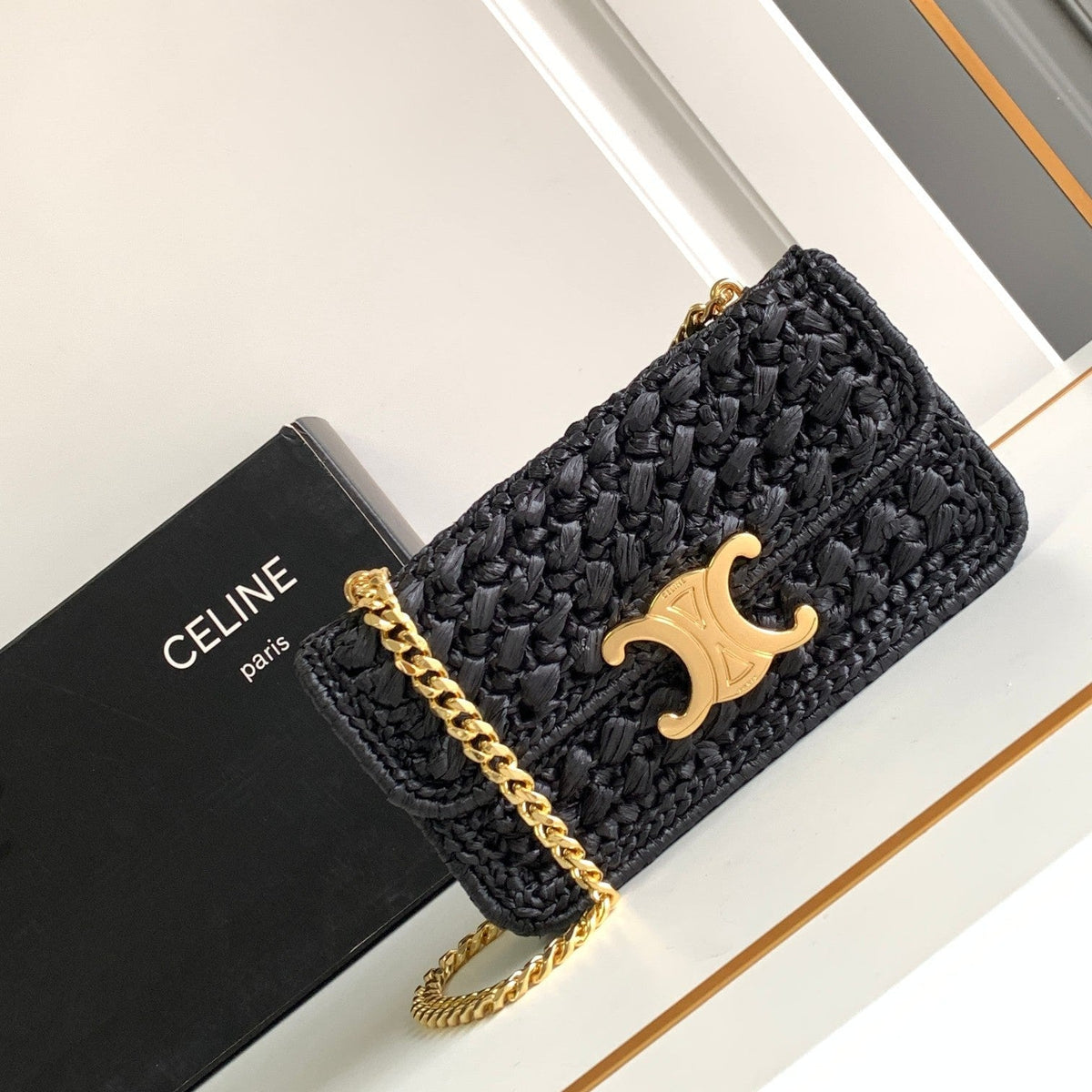 C*L Triomphe Raffia Gold Hardware
