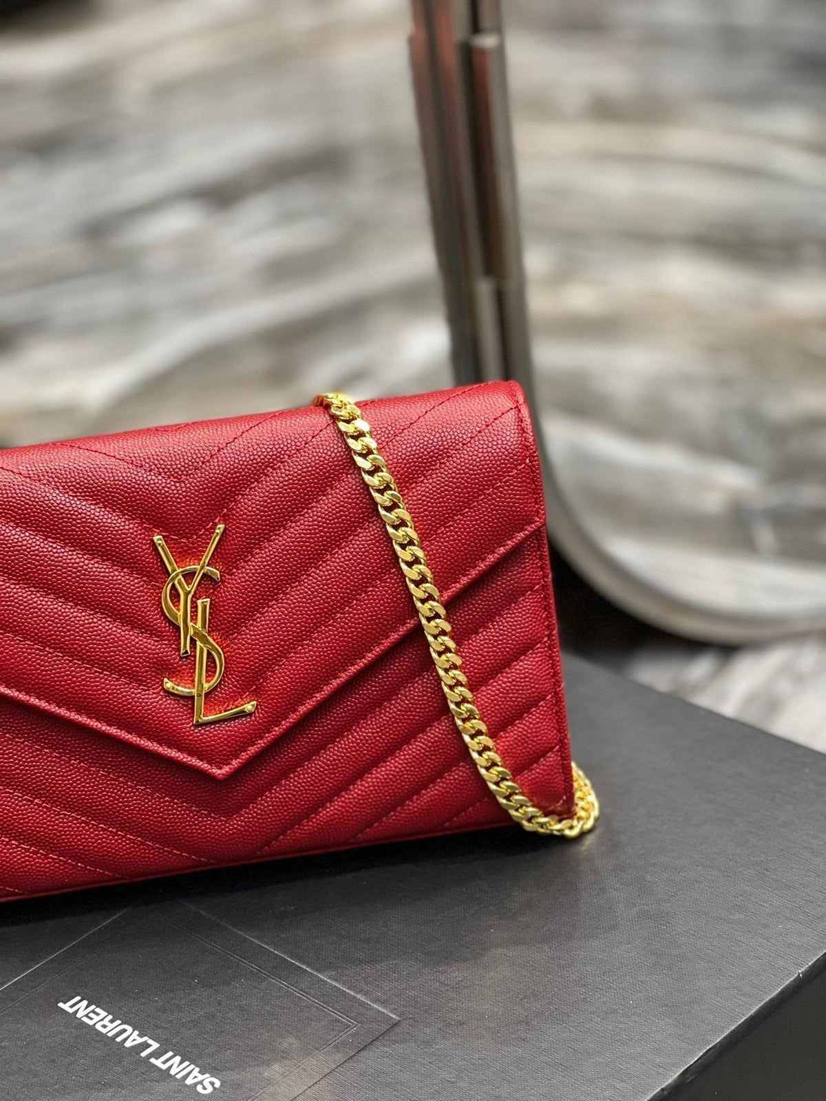 YL WOC CHEVERON CAVIAR GOLD HARDWARE
