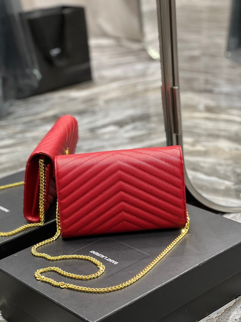 YL WOC CHEVERON CAVIAR GOLD HARDWARE