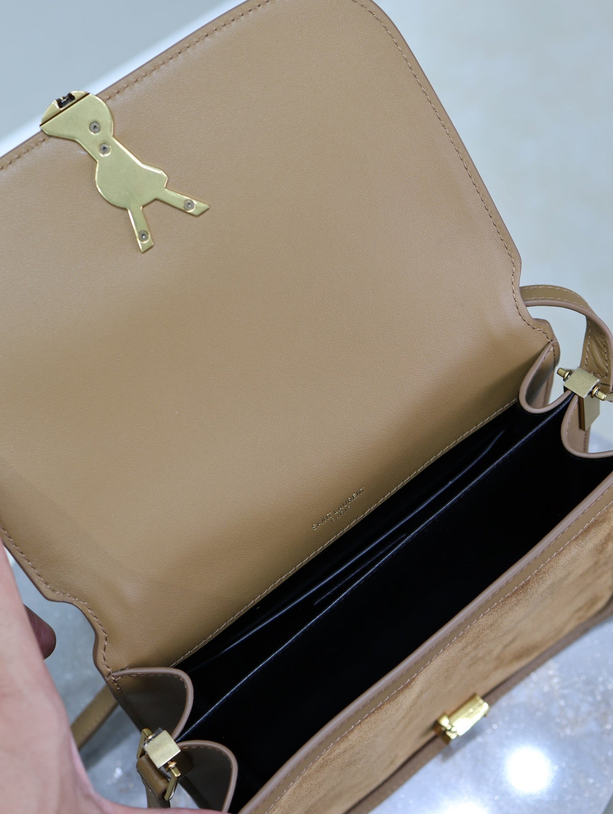 Y*S*L Solferino Shoulder Bag Brown Suede