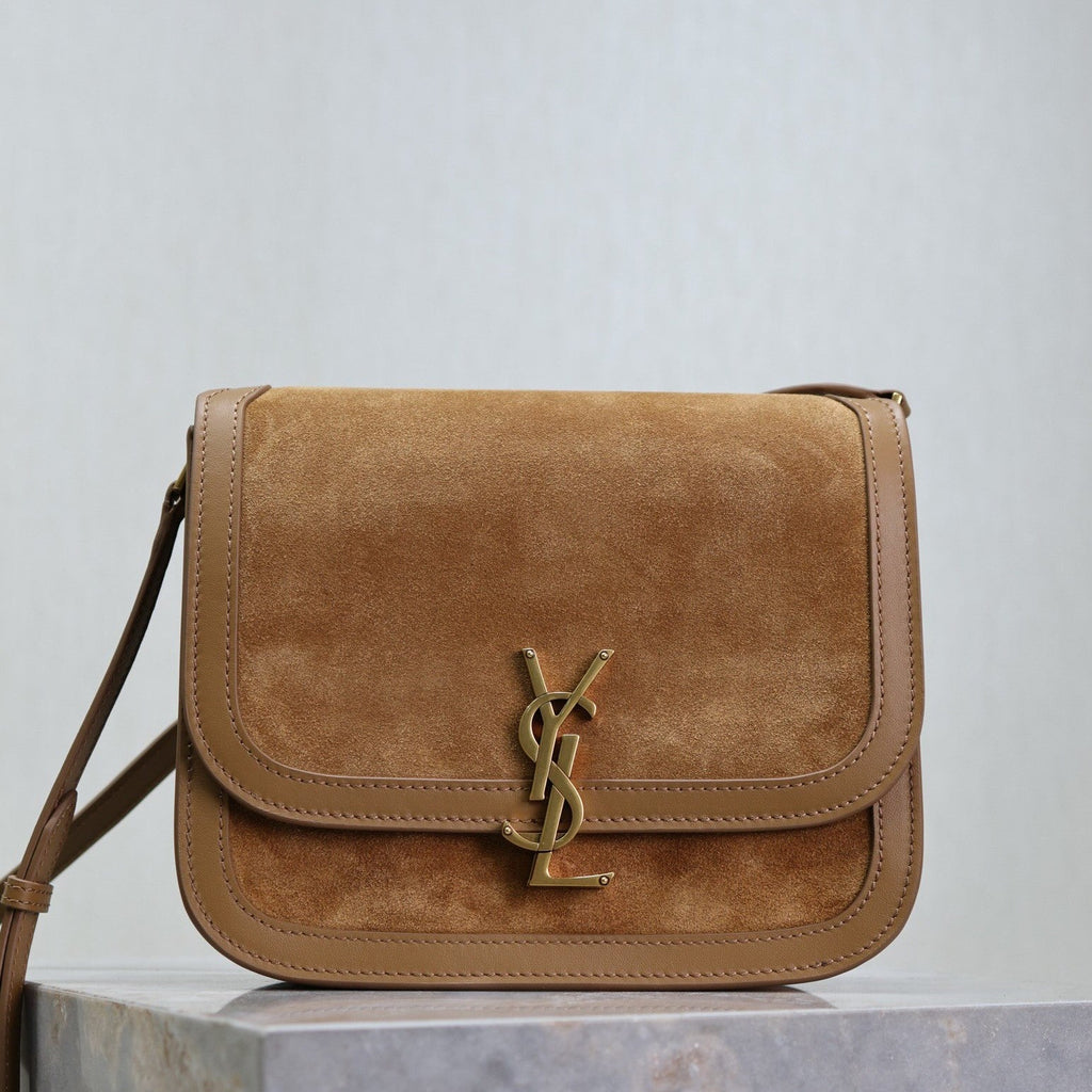 Y*S*L Solferino Shoulder Bag Brown Suede