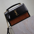 Y*S*L Sunset Handbags 25cm Black Brown Cowhide Suede