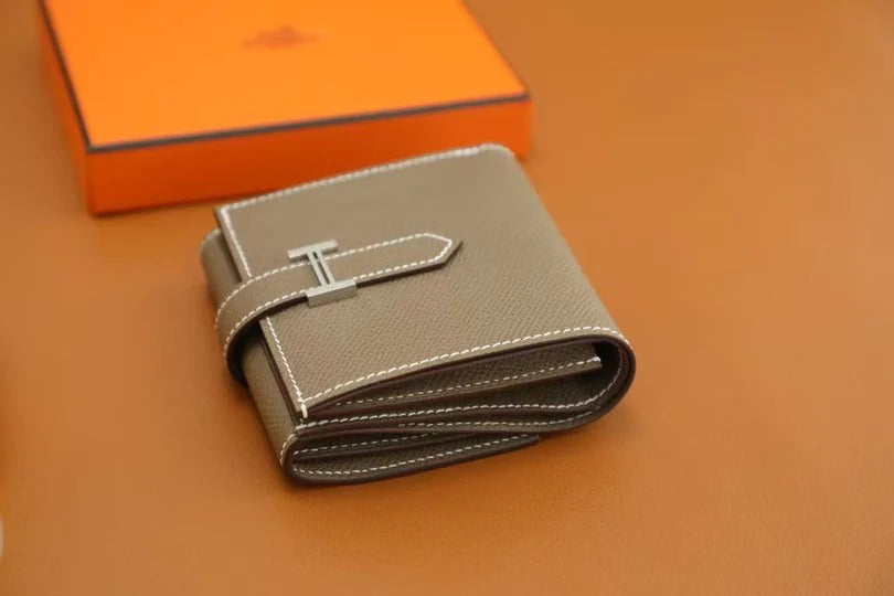 H*rmes 2026 Bearn Compact Wallet Etoupe Epsom Leather