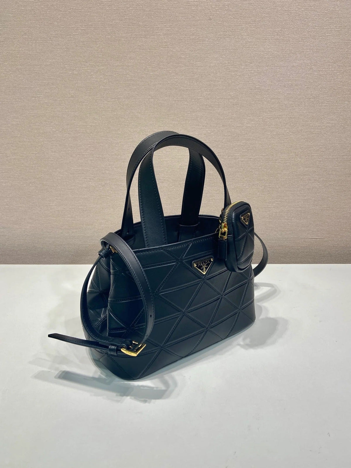 Pr*da 2026 Quilted Symbole Tote Bag Calfskin