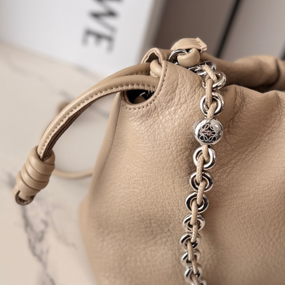 L*ewe Flamenco Clutch Bag Beige Calfskin