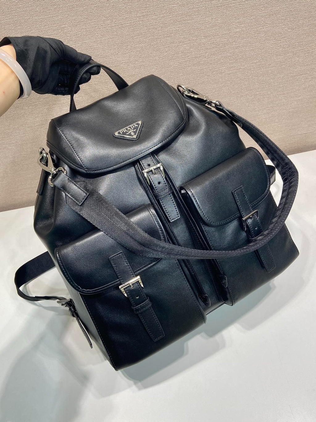 Pr*da 2026 Backpack 39cm Black Lambskin