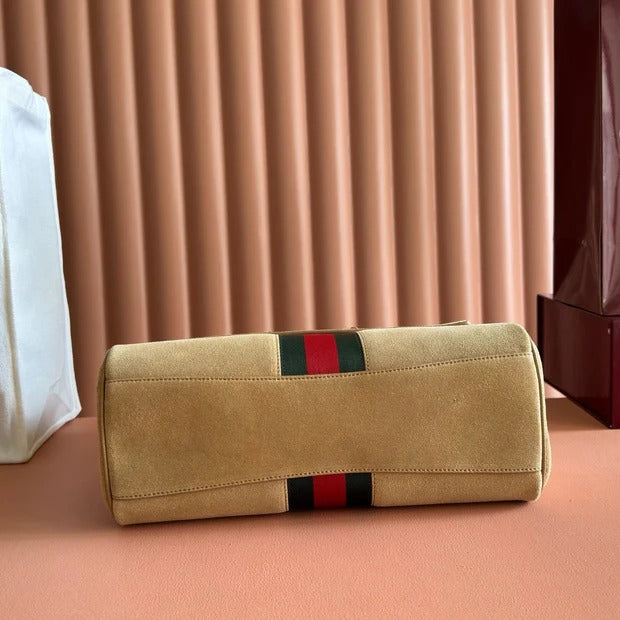G*G 2026 Paparazzo Shoulder Bag 30cm Beige Red Green Suede Leather