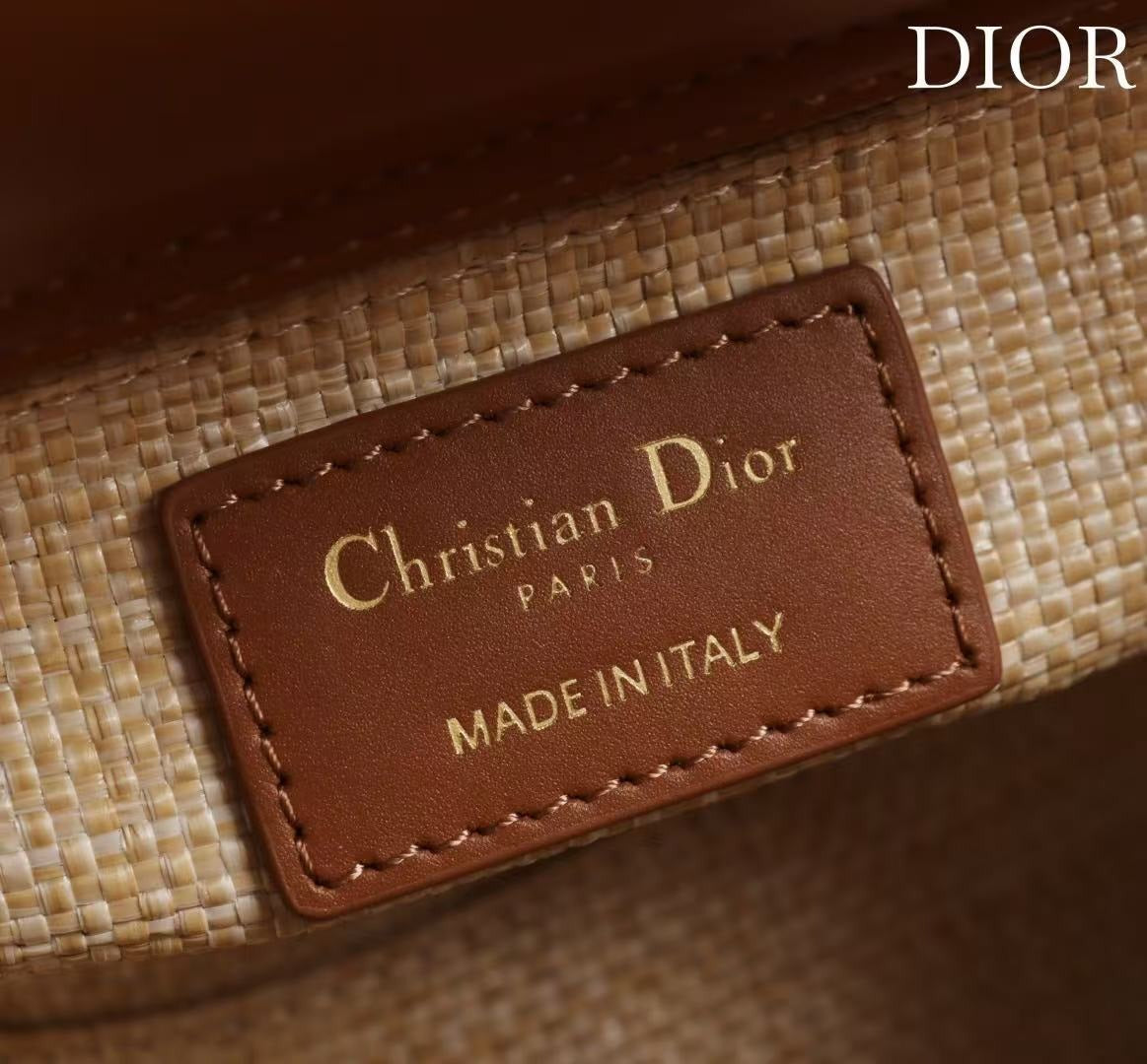 D*or 2026 Lady D*or Bag 24cm Beige Brown Raffia Leather