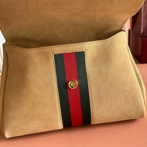 G*G 2026 Paparazzo Shoulder Bag 30cm Beige Red Green Suede Leather