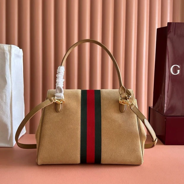 G*G 2026 Paparazzo Shoulder Bag 30cm Beige Red Green Suede Leather