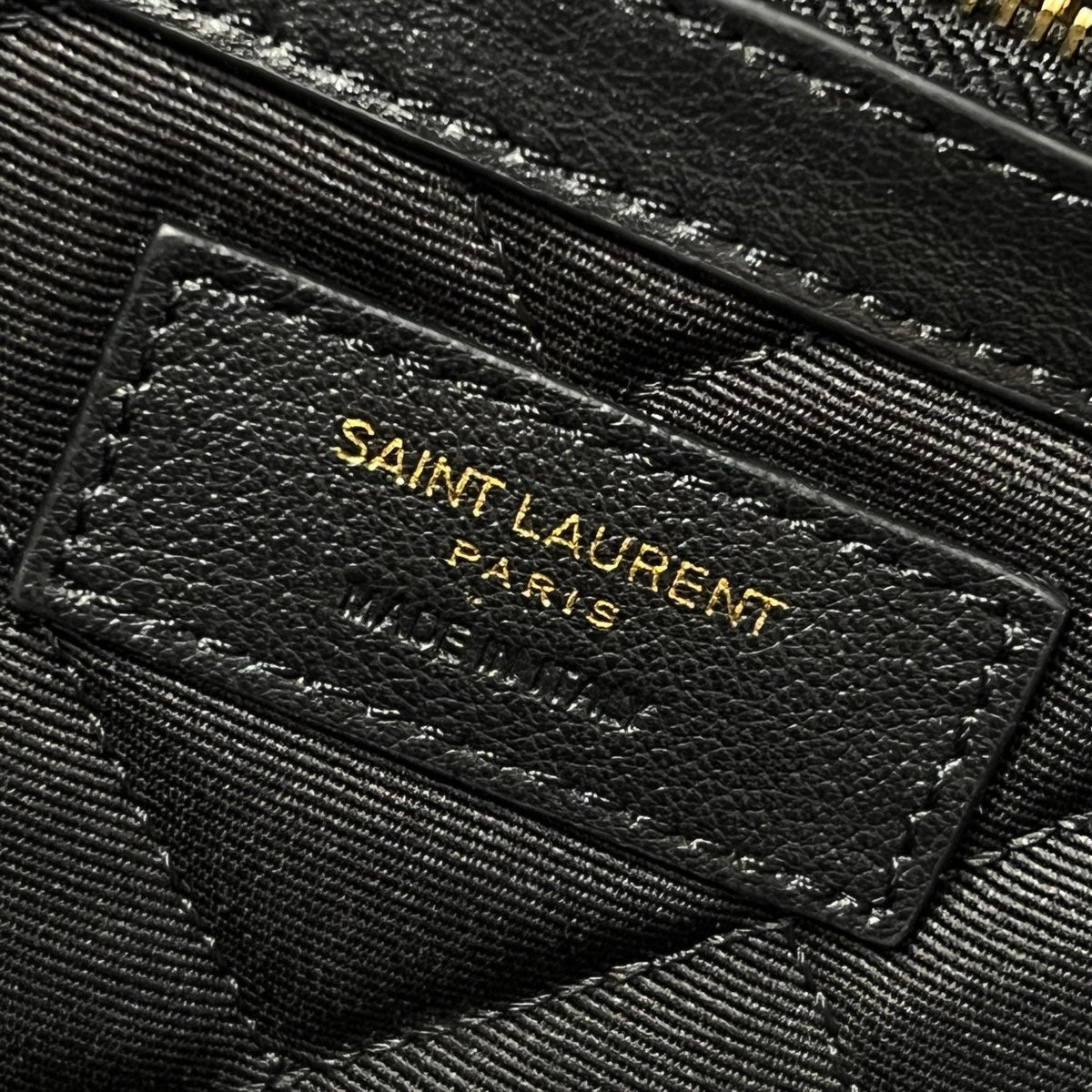 Y*S*L Travel Bag 59 Black Quilted Calfskin Leather Gold Hardware